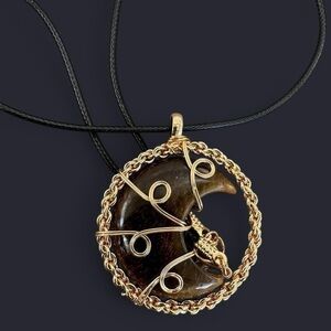 Tiger’s Eye Wire Wrapped Pendant Necklace